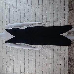 Vintage Rampage Sleeveless V-Neck Ruched Midi Length Handkerchief Dress Black